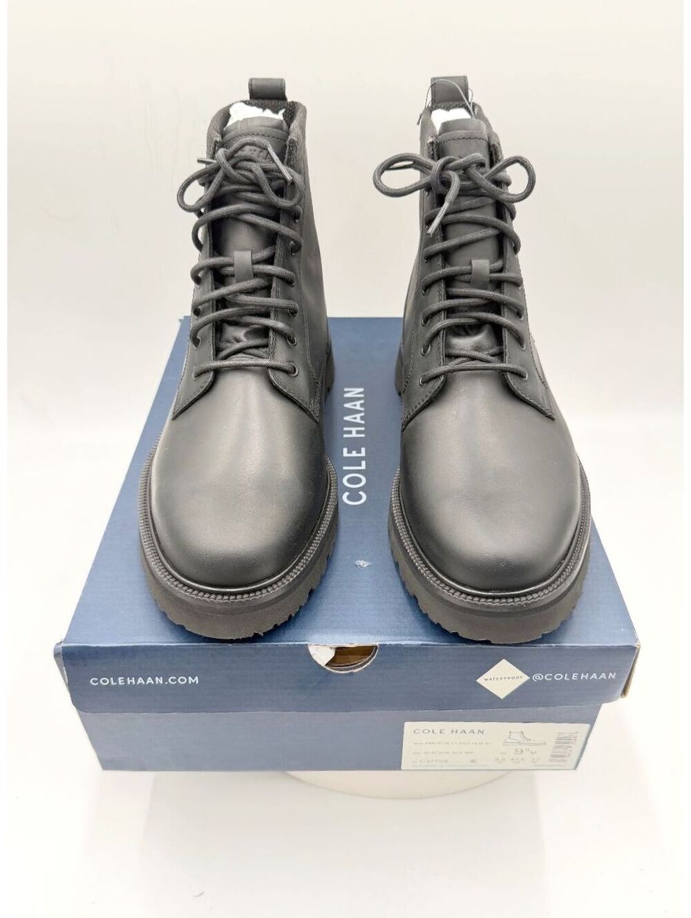 Cole Haan Women's Classics Waterproof Plain Toe Leather Boots Black 9.5M